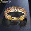 Real 925 Sterling Silver Three Color Gold Plated Multi Threads Woven Bracelets For Women Italian Jewelry Trendy Luxury Bracelets 240313