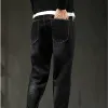 Men jeans svart denim blå penna lös stretch pojkar plus storlek stor 42 44 46 48 byxor hög midja cool cowboy klassiska byxor o7an#