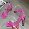 Eilyken Crystal Crystal abbellito Sandali di tallone ad alto tacco Diamond Diamond Oppresa Open Cinta Sciamata di seta Rinestone SCARPE DI RINSTONE 240321