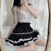 Lolita mulheres mini saias sexy rendas cintura alta a linha preto saia plissada escola meninas bainha bonito streetwear harakuju 240313
