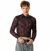 incerun-camisetas estampadas de cuello alto para hombre, ropa de calle de manga larga, Tops cortos , Camisetas s transparentes a la moda, j0HW#