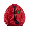 Mannen Varsity Jacket Winter Vrouwen Brief Fi Baseball Jas Leren Mouw Motorjas Butt College Warme Parka Rood l3rE #