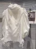 Camicette da donna eleganti per le donne patchwork in pizzo moda maniche a sbuffo camicie 2024 Blusas Mujer De moda volant allentati camicetta bianca top