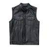 black Collar Sleevel PU Vest Jacket Men's Single-breasted Up and Down with Pockets Faux Leather Vests Coat S M L XL XXL XXXL R3Hj#