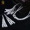 Halsband örhängen sätter modedesign utsökt långkedjtröja och liten till stor pärla sterling silver smycken kvinnor för fest