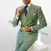 azul 2 peças de linho homens ternos para o casamento Slim Fit noivo smoking Custom Made ternos masculinos Blazer jaqueta calças traje Homme 70gj #