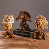 Decorative Figurines Creative Animal Sculpture Quality Desk Shelf Resin Lion Statue Horse