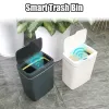 Väskor Tyst 18L Smart Home Smart Trash Can Garbage Bin Automatisk påsning med lock för kök badrum sovrummet Touchless smart sensor