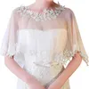 Écharpes brodées de dentelle florale maille châle enveloppe mode mariée mariage élégant cape été noir applique tulle soirée bal écharpe