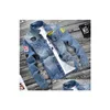 Herrjackor män våren ny jean hip hop rippad designer denim blå rockar långärmad enkelbröst jacka kläder droppleverans dhkis