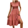 Casual Dresses Women's Solid Color Sleeveless Spliced ​​Range Vestidos de Verano Para Mujer 2024 Round Neck Elegant Women Dress