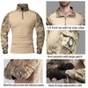 Camicia tattica mimetica da uomo Manica lunga Soldati Esercito Maglietta da combattimento Cotone Camo Uniforme militare Camicie softair 240313