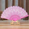 Dekorativa figurer Vintage Style Folding Fan Plastic Fanbone Art Craft Gift Home Decoration Ornament Dance Hand Fans (Random Pattern)