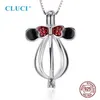 Cluci 925 Söt musformade charm för kvinnor halsband 925 Sterling Silver Pearl Cage Pendant Locket SC049SB246Y