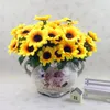 Fleurs décoratives 4 bouquets 7 têtes tournesol simulation fleur artificielle jaune tissu de soie maison magasin physique décoration de fenêtre