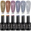 YOKEFELLOW Conjunto de esmalte em gel com glitter 10ML, 6 peças, kit de esmalte em gel prateado, esmalte em gel platinado brilhante, gel de manicure com lantejoulas 240321