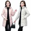 nuovo 2023 Giacca invernale Parka Donna Lucido Giù Cott Cappotto Donna Cappotto con cappuccio Donna Spessa Calda Cott imbottito Outwear R3VI #