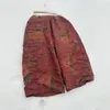 Pantalon femme 24femmes lin printemps été indie folk style imprimé bicouche vintage élastique taille haute femme marée large jambe sauvage