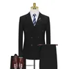 Män dubbelbröst kostymer FI Slim Formal Wedding Tuxedo Busin Casual Elegant Grid Suit Male Suit 2 Piece Blazer+Pants 74iv#