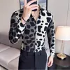 Luxo leopardo impressão camisa masculina 2023 outono lg manga casual busin dr camisas streetwear festa social smoking blusa 4xl r8pj #