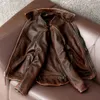 Mannen Echt Leren Jas Vintage Bruin 100% Koeienhuid Jas Man Slanke Mode Biker Kleding Aziatische Maat S-6XL M697 Drop 240326