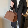 Drawstring Women Stylish Crossbody Bag Large Capacity Suede Tote Retro Messenger Solid Color Adjustable Strap Daily Sling