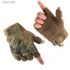 Gants tactiques mitaines demi-doigt sans doigts Swat protection en caoutchouc Airsoft motard moto conduite hommes YQ240328