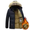 Collo di pelliccia di inverno degli uomini di spessore caldo Parka antivento in pile foderato con cappuccio rimovibile giacca maschile Cott Outwear Cappotti Giacca casual J4BQ #