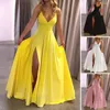 Robes décontractées Femmes robe de bal élégante robe de soirée à épaules dénudées avec coupe basse col en V conception dos nu formelle fête de bal maxi