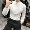 Sexy Quasten Trauzeuge Hemd Lg Hülse Spitze Party Bar Casual Frühling Herbst Outdoor Collared Dance Koreanische Männer Blusen p9XR #