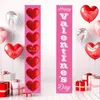 Feestdecoratie Happy Valentijnsdag Deur Hangende Couplet Liefde Hart Garland Banner Voor Buiten Binnen