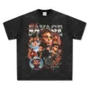 Designer T-shirt Heren Polo 21 Savage Gedrukte korte mouwen American Hip-Hop High Street Washed Old Trendy Brand Loose Bottomed Shirt