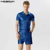 Męskie koszulki 2023 Mężczyznki Blawing Streetwear Lapel Short Shirt Shorts 2PCS Summer Polka Dot Mens Suits S-5xl24328