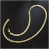 Chaînes 925 Sterling Sier Chaîne 18K Plaqué Or 6mm FL Collier latéral pour femmes hommes fête cadeau mode fiançailles mariage goutte Deli ot7Bv