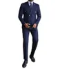 Nowy projekt męski garnitury granatowy podwójny piersi szczyt lapelowy luksusowe stroje szykowne 2 -częściowe spodnie kurtki zestaw biurowy kostium homme a0tq#