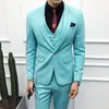 Neue Bonbonfarbe Fi Herren dreiteiliger Anzug Britischer Stil Einreiher kleiner Revers Bräutigam Anzug Westernhose C6dj #