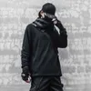 Moletons masculinos moletom na moda masculino estilo japonês samurai preto escuro funcional vento peixe boca chapéu com capuz masculino casual cyberpunk jaqueta com capuz 24328