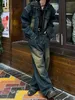 REDDACHiC Abito da uomo in denim Giubbotto bomber Jeans larghi Set da 2 pezzi Pantaloni larghi spazzolati Cappotto oversize Hiphop Harajuku Abbigliamento 240318