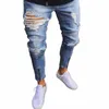 2022 Новые узкие джинсы Голубые Черные рваные эластичные мужские брюки-карандаш Премиум-бренд Ropa Hombre S-XXXL Брюки мужские K5uh #