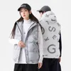 Inverno com capuz para baixo casaco colete homens engrossar carta quente impressão causal vintage puffer jaquetas unisex solto mulheres coletes casal desgaste x8vw #