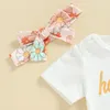 Kleidungssets Kleinkind Baby Mädchen Geburtstag Outfit Süße Eins Zwei Drei Bodysuit Hemd Top Blumen Flare Hose Stirnband Party Kleidung