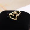 Cluster Rings Vintage Punk Irregular Hollow Heart For Women Men Gold Color Stainless Steel Ring Trend Engagement Party Jewelry Gift