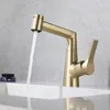 Rubinetti per lavandino del bagno Rubinetto in ottone a due modalità estraibile Rubinetto per lavabo in rame di alta qualità Maniglia a un foro con spray a 2 funzioni Oro / Nero