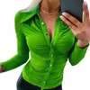 Blouses Femmes Femmes élégantes Slim Fit Bureau Tops Automne Y 2K Chemise blanche Mode Casual Solide Princesse Manches Plissée Bouton Up Top