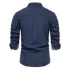 S ~ 2XL camisa de algodão para homens primavera outono cor sólida casual camisa polo masculina manga longa camisas finas e respiráveis 7 cores 240328