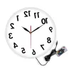 Accessoires horloge murale inversée chiffres inhabituels horloge décorative moderne à l'envers excellente montre pour votre mur