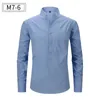 100% cott spring/summer linen men's shirt lg sleeve free iring solid color busin casual American code 23fo#