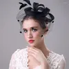 Dekorativa blommor 1st Festival Wedding Valentine's Day European Bow Handmade Feather Headdress Bankett Linen Top Hat Ladies