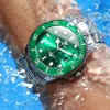 Olevs 5885 relógio fantasma de água verde masculino, luxo, negócios, à prova d'água, mostrador grande, esportes, aço inoxidável 240315
