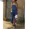 Floral impresso nova chegada sleevel macacão jeans sexy bodysuit feminino denim macacão meninas calças mãe jeans senhoras 91MH #